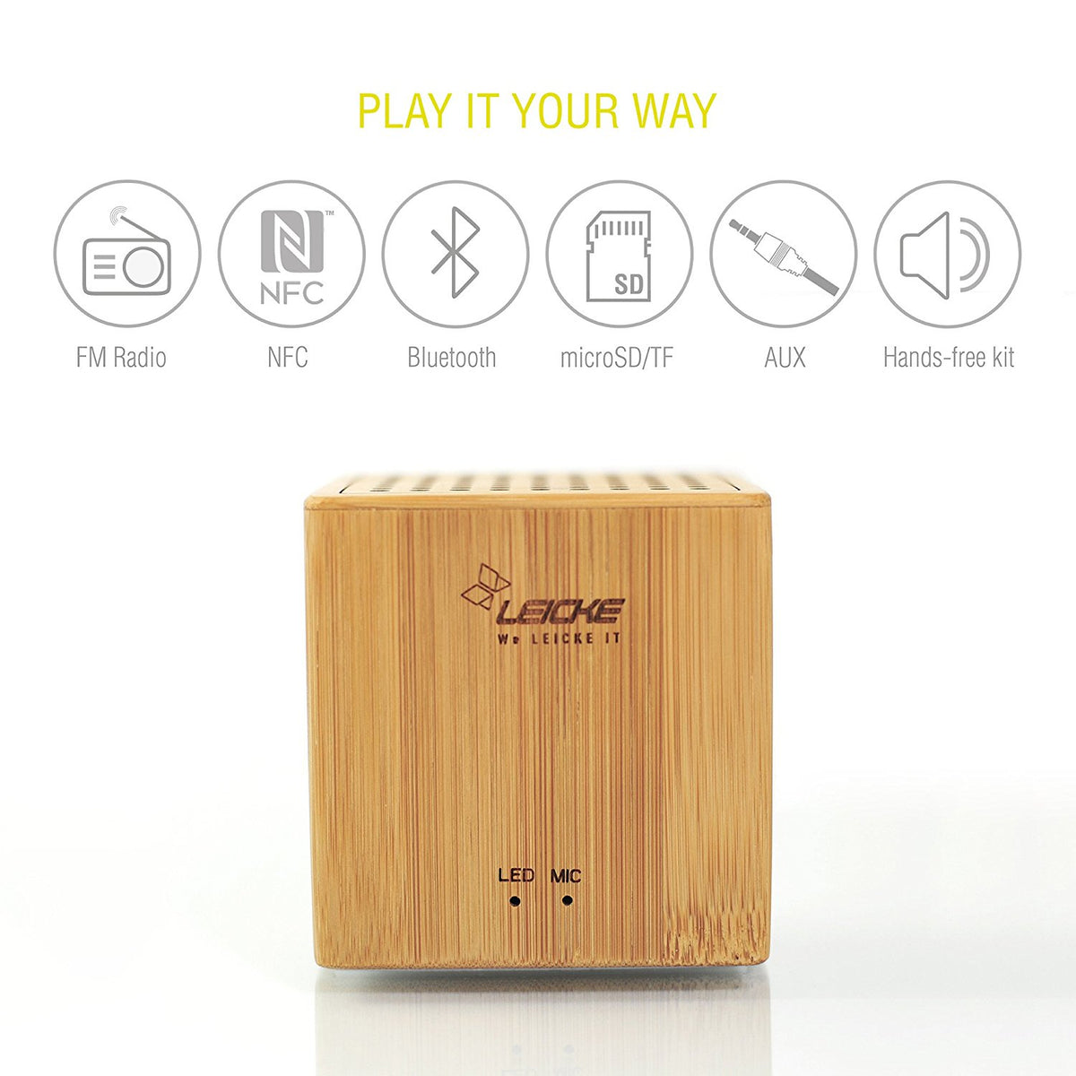 SPEAKER BLUETOOTH ELEGANT BAMBOO W/NFC (LEICKE)