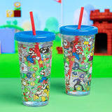 SUPER MARIO PLASTIC CUP AND STRAW