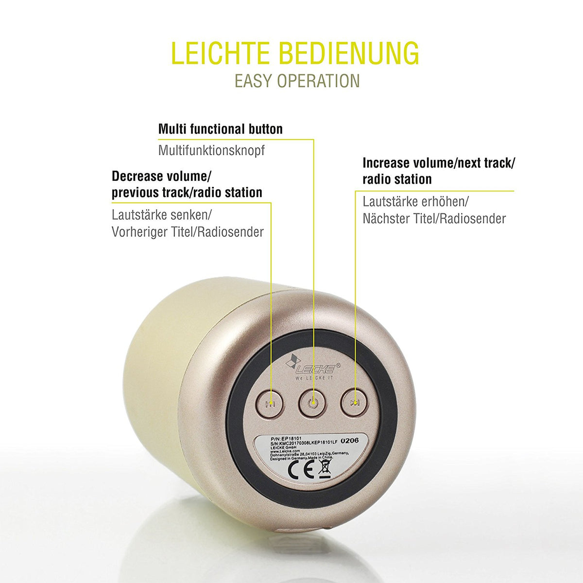 SPEAKER BLUETOOTH ALUMINUM W/NFC (GOLD) (LEICKE)