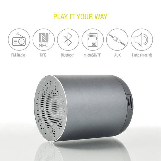 SPEAKER BLUETOOTH ALUMINUM W/NFC (SILVER) (LEICKE)