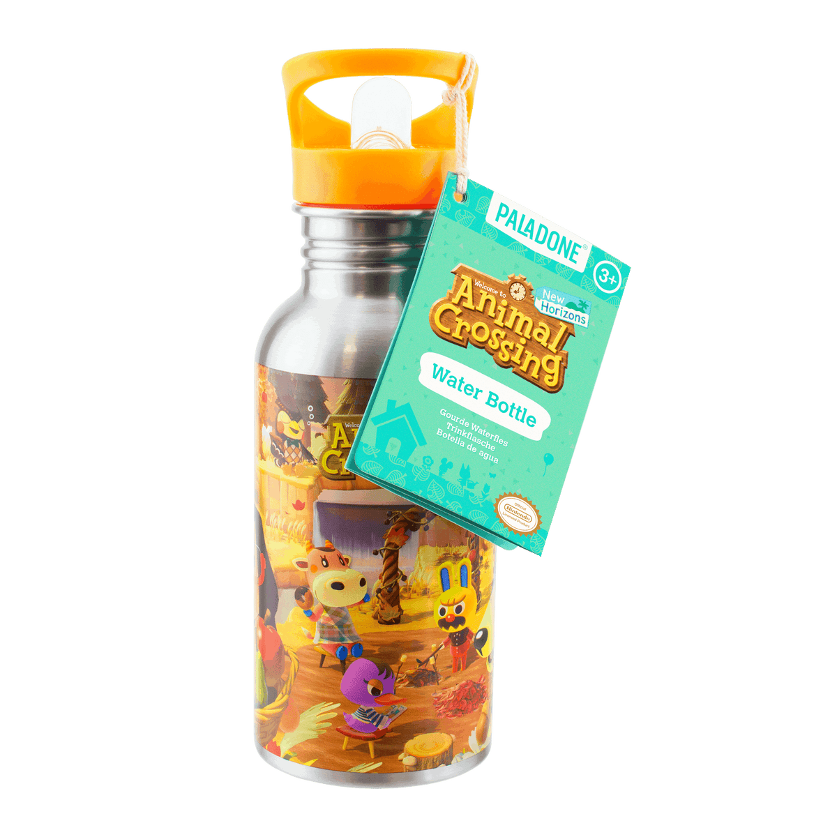Metal Water Bottle W/ Straw Animal Crossing New Horizon Autum From Paladone