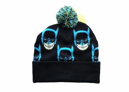 Batman Hat Black Pom One Size Fits All Tuque