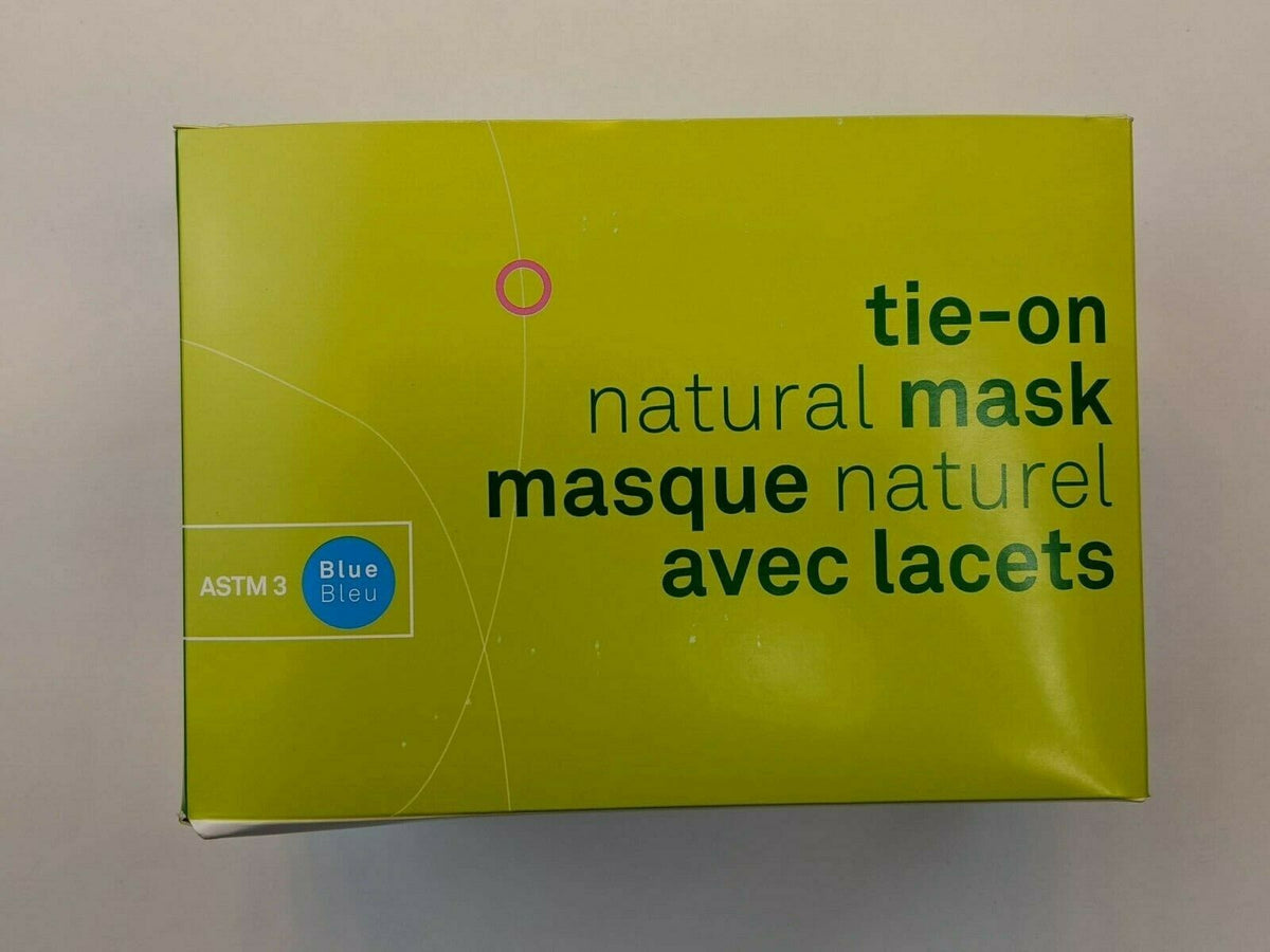 Aurelia Blue Disposable Surgical Face Mask Tie-On ASTM Level 3 natural mask - 40/Pkg