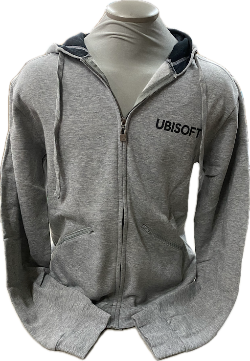 Ubisoft Hoodie Grey - Black Swirl Logo in back