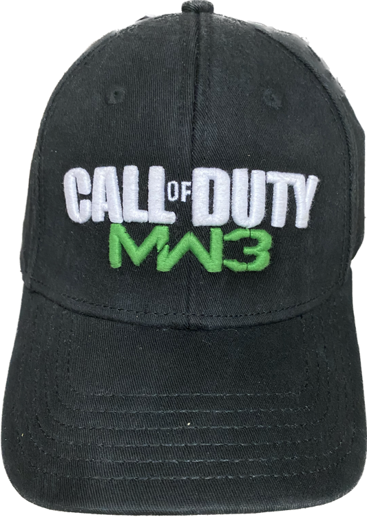 Hat Cap Call Of Duty MW3 Black White Emblem Logo White/Green) Flex Fit
