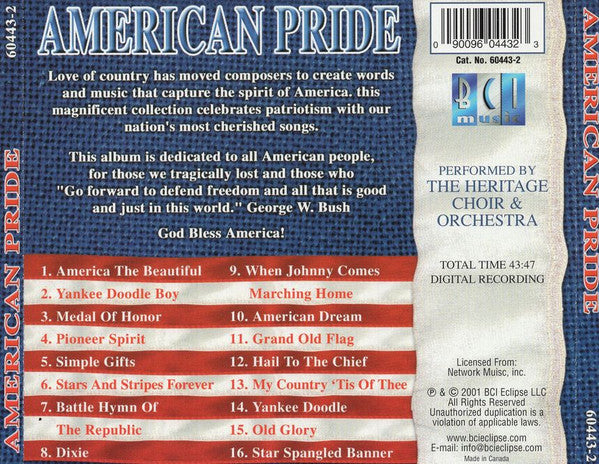 The Heritage Choir & Orchestra – American Pride - Sixteen Stirring Patriotic Themes [Audio CD] Various Artists