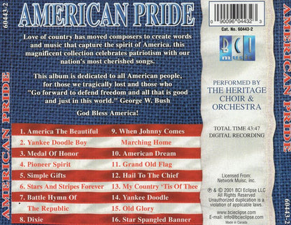 The Heritage Choir & Orchestra – American Pride - Sixteen Stirring Patriotic Themes [Audio CD] Various Artists