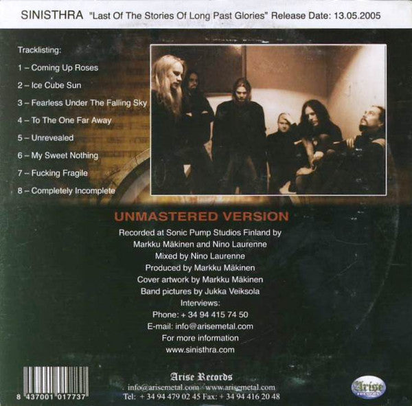 Last of the Stories of Long Past Glories [Audio CD] Sinisthra