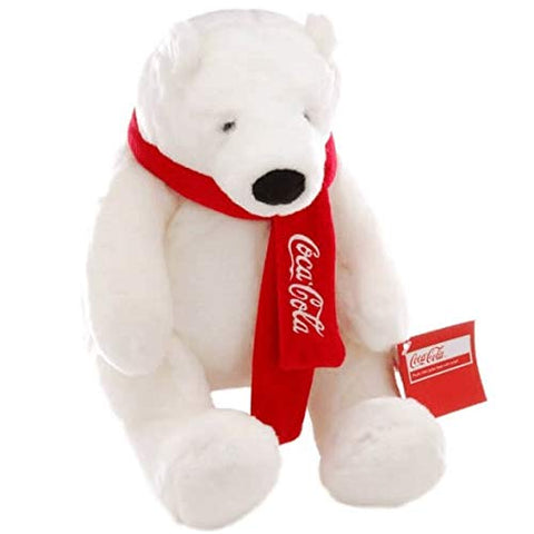 TOMY Coca-Cola 8" Plush Scarf Polar Bear, White, Red