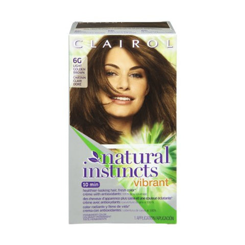 Clairol Natural Instincts Vibrant 6G Light Golden Brown Permanent Haircolor, 1 CT (Pack of 3)