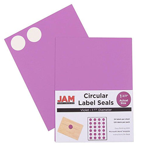 JAM PaperÂ® - Violet Purple Circle Label Sticker Seals (1.5 inches) - 120 Labels per Pack