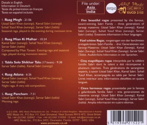 5 Ragas Sarangis And Tabla [Audio CD] Sabri Family