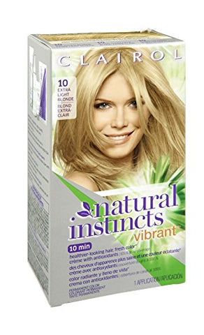 Clairol Natural Instincts Vibrant 10 Extra Light Blonde Permanent Haircolor, 1 CT (Pack of 3)