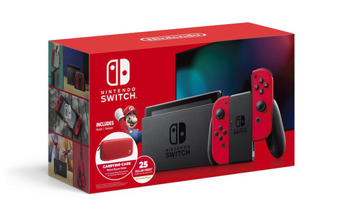 Nintendo Switch™ w/ Mario Red Joy-Con + $25 Nintendo eShop Credit + Carrying Case
