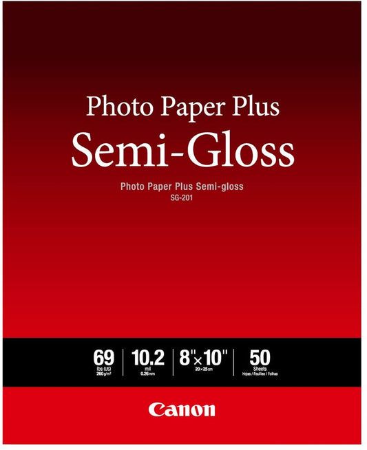 Canon Photo Paper Plus Semi-Gloss 8" x 10" 50 Sheets SG-201 T833