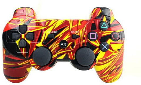 PS3 WIRELESS BLUETOOTH CONTROLLER YELLOW/RED ABSTRACT (GENERIC)