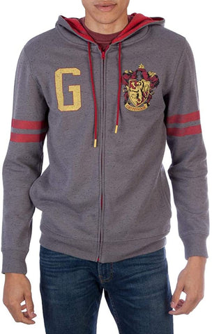 Harry Potter Hoodie Size XL Gray Zip Up Gryffindor (Front Shelf)