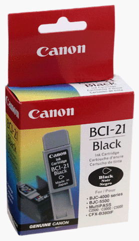 Genuine Canon BCI-21 Ink Cartridge, Black