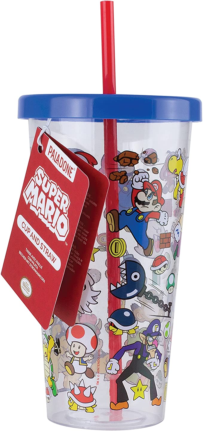 SUPER MARIO PLASTIC CUP AND STRAW