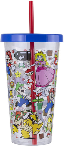 SUPER MARIO PLASTIC CUP AND STRAW
