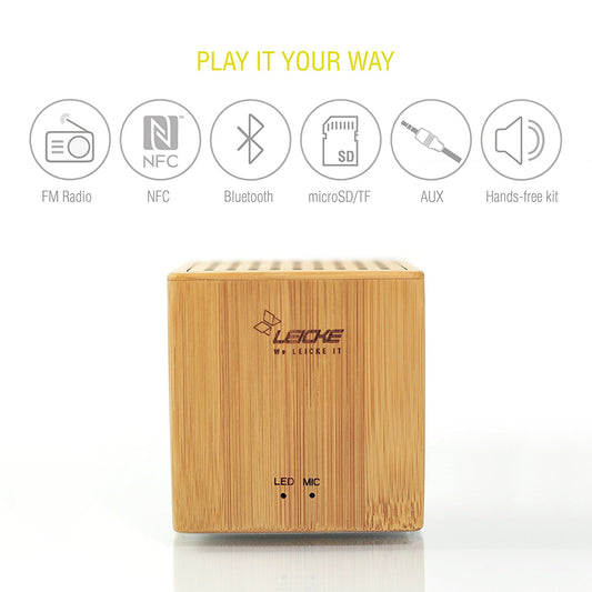 SPEAKER BLUETOOTH ELEGANT BAMBOO W/NFC (LEICKE)