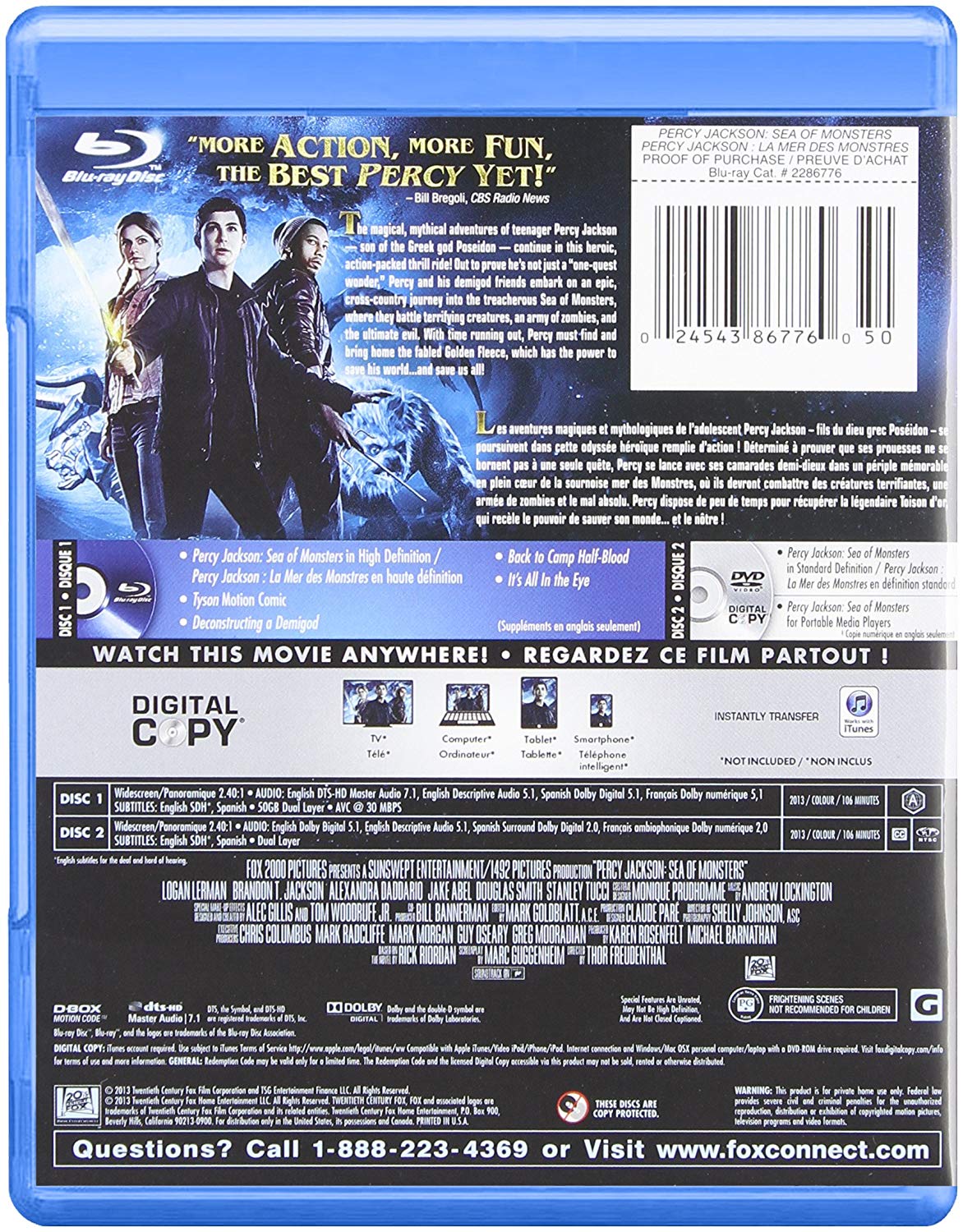 Percy Jackson: Sea of Monsters (Bilingual) [Blu-ray]