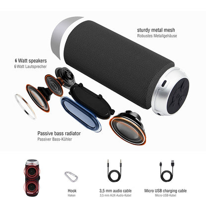 SPEAKER BLUETOOTH OUTDOOR W/NFC SPLASHPROOF (LEICKE) (BLACK)