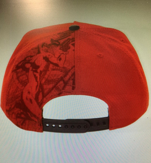 HAT CAP DC COMICS HARLEY QUINN CARBON FIBER RED SNAPBACK