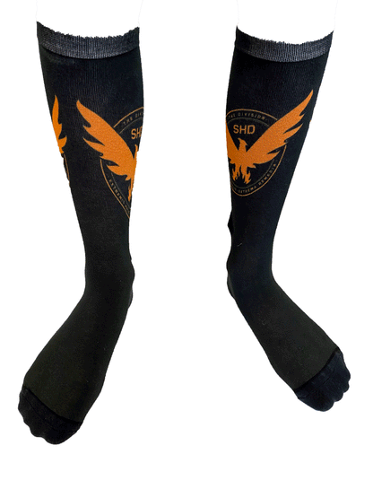 TD2 BLACK WITH ORANGE LOGO SOCK