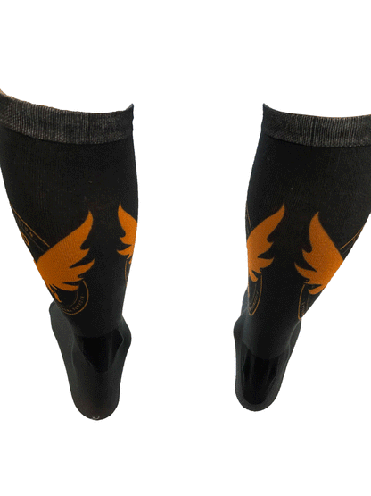 TD2 BLACK WITH ORANGE LOGO SOCK