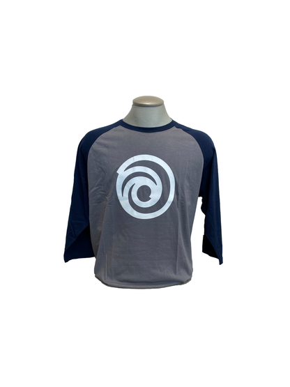 Shirt Ubisoft Swirl Baseball Tee Grey and Blue Official Ubisoft