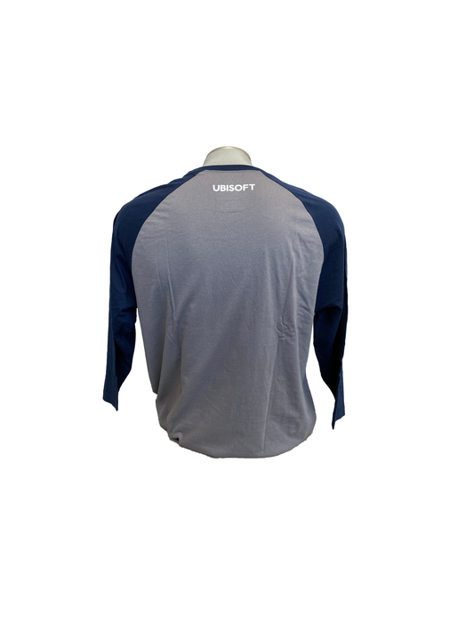 Shirt Ubisoft Swirl Baseball Tee Grey and Blue Official Ubisoft
