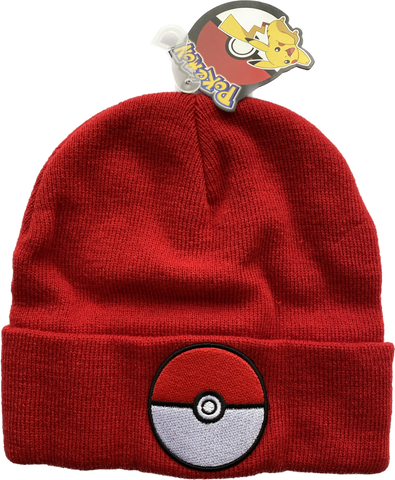 Pokemon Hat One Size Fits All Red Tuque Pokeball