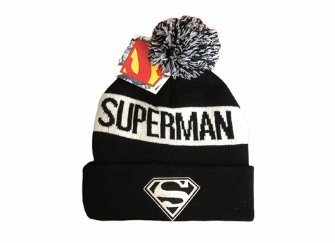 Superman Hat Black Logo One Size Fits All Tuque