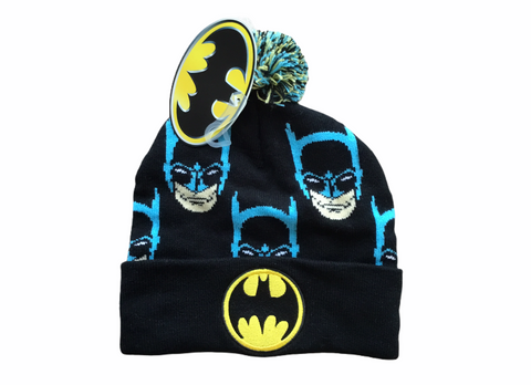 Batman Hat Black Pom One Size Fits All Tuque