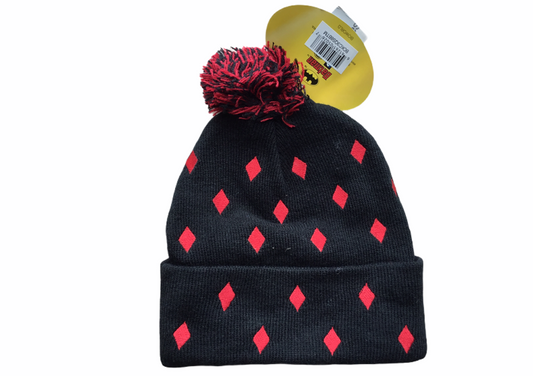 Harley Quinn Batman Hat Black Pom One Size Fits All Tuque