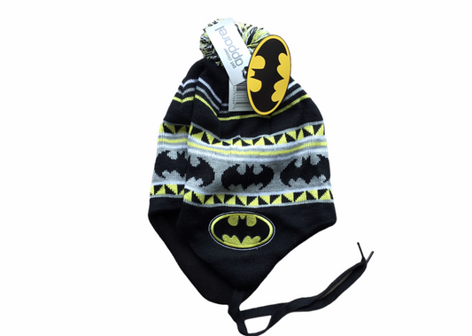 Batman Hat Black Gray Pom Laplander One Size Fits All Tuque
