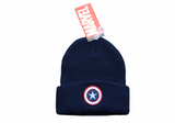 Captain American Hat Blue Logo Pom One Size Fits All Tuque