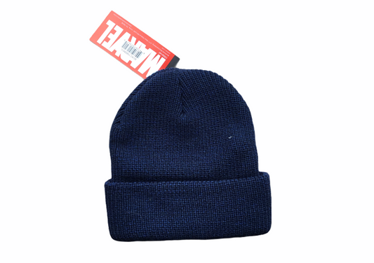 Captain American Hat Blue Logo Pom One Size Fits All Tuque