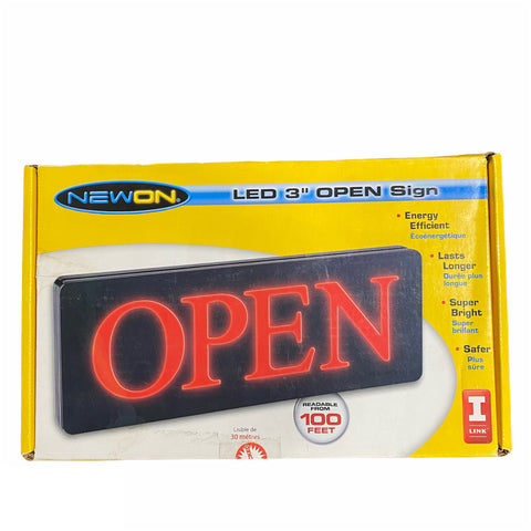 Newon Open Sign Led Light 13.25" x 6" x 1" Shatterproof (center 14)