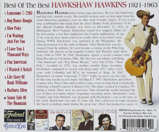 Best of the Best 1921-1963 [Audio CD] Hawkshaw Hawkins