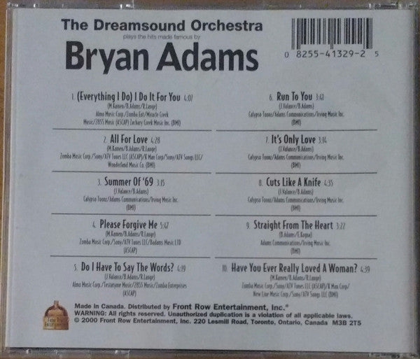 Dreamsound Orchestra Plays the Hits Made Famous By Bryan Adams [Audio CD] Dreamsound Orchestra