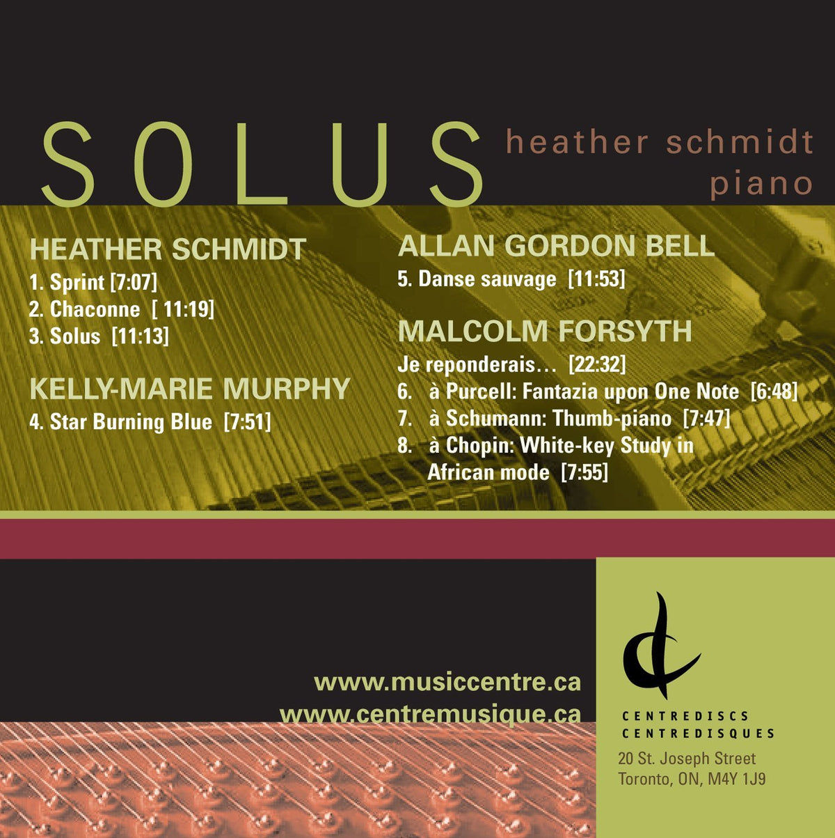 Solus [Audio CD] Heather Schmidt; Kelly-Marie Murphy; Allan Gordon Bell and Malcolm Forsyth